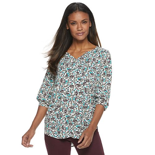 Women's SONOMA Goods for Life® Smocked 3/4Sleeve Blouse