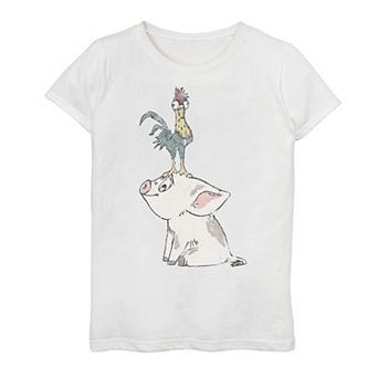 Disney's Moana Girls 7-16 Hei Hei On Top Of Pua Tee