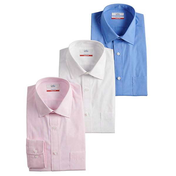 Men's Croft & Barrow Classic-Fit Easy Care "Spread" Collar Dress White Shirt 