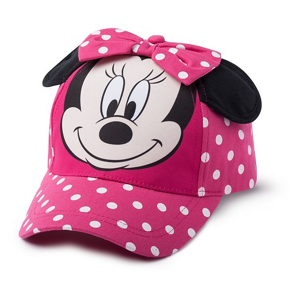 Girls Kids Official Licensed Disney Minnie Mouse Pink White Polka Dot Winter Hat 
