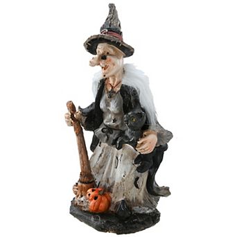National Tree Company Witch With Broom & Cat Halloween Table Decor