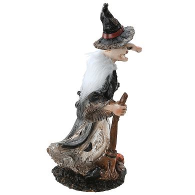 National Tree Company Witch With Broom & Cat Halloween Table Decor