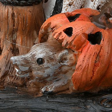 National Tree Company Witch With Broom & Cat Halloween Table Decor