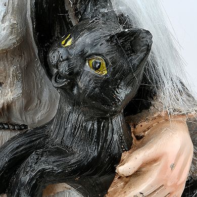 National Tree Company Witch With Broom & Cat Halloween Table Decor
