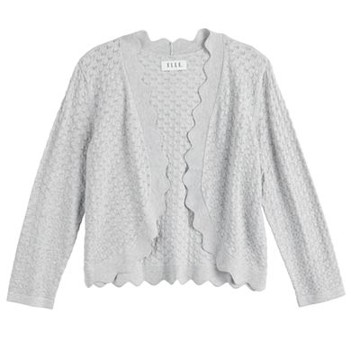 Women's ELLE™ Scalloped Pointelle Cardigan