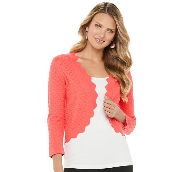 Women's ELLE™ Scalloped Pointelle Cardigan Women's ELLE™ Scalloped Pointelle Cardigan