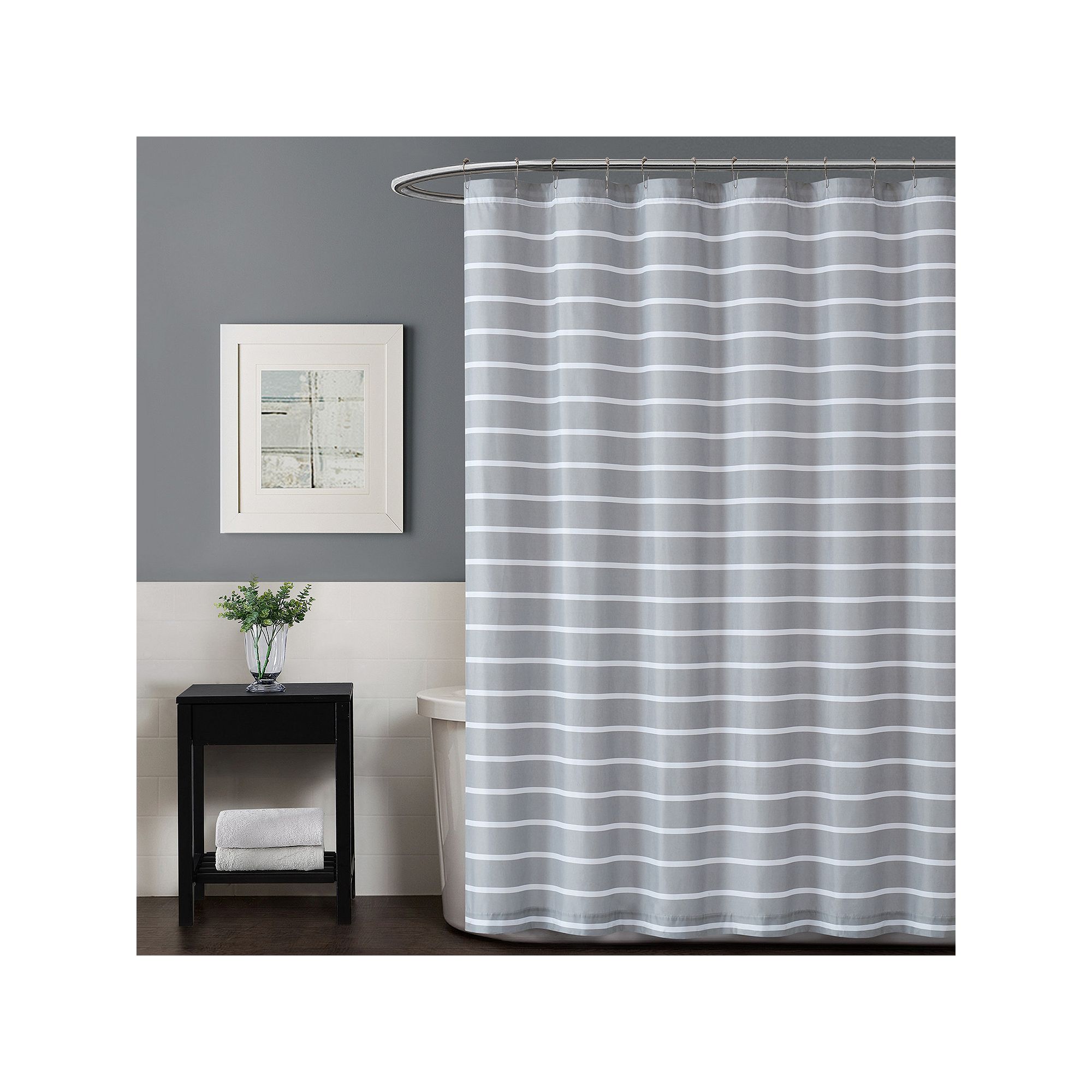 Truly Soft Maddow Stripe Shower Curtain, Size: 72X72, Gray