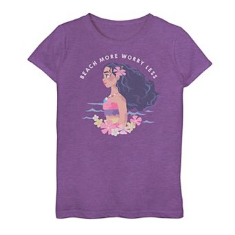 Disney's Moana Girls 7-16 "Beach More Worry Less" Graphic Tee