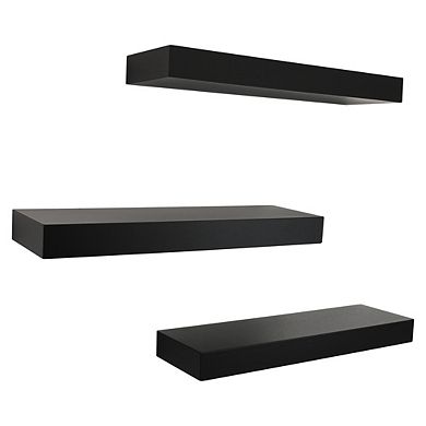 Kiera Grace Maine 17" Black Wall Shelf 3-piece Set