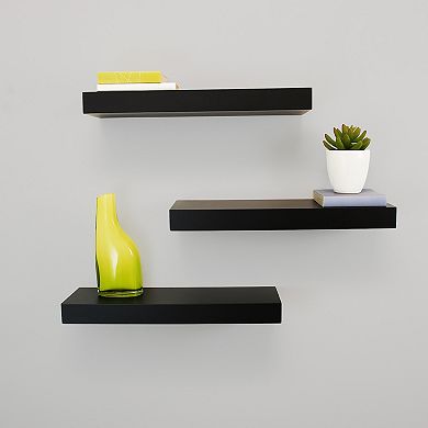 Kiera Grace Maine 17" Black Wall Shelf 3-piece Set