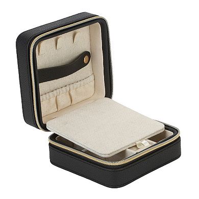 Simplify Mini Faux Leather Zippered Travel Jewelry Organizer Box