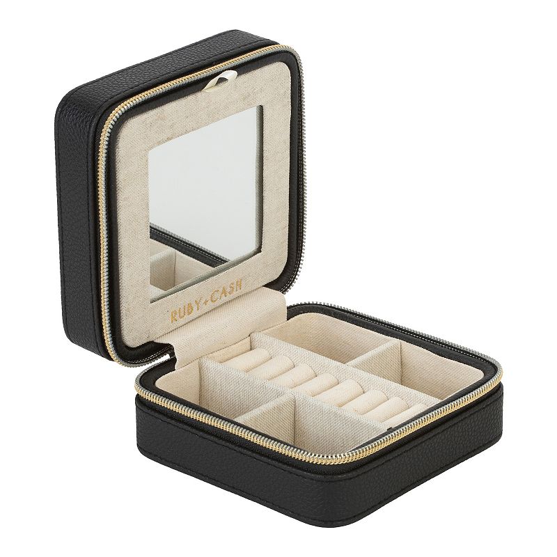 Simplify Mini Faux Leather Zippered Travel Jewelry Organizer Box, Womens, 