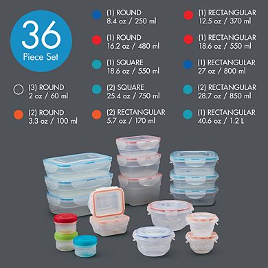 LocknLock Easy Essentials Color Mates 36-pc. Food Storage Container Set