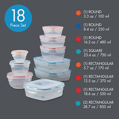 LocknLock Easy Essentials Color Mates 18-pc. Food Storage Container Set