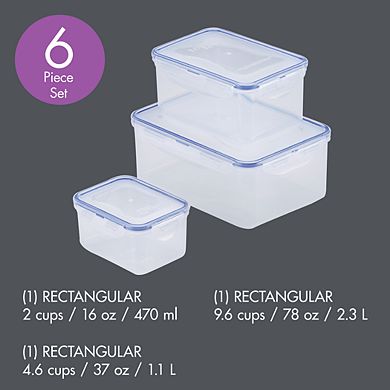 LocknLock Easy Essentials 6-pc. Rectangular Food Storage Container Set