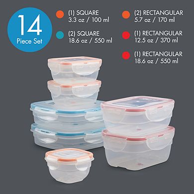 LocknLock Easy Essentials Color Mates 14-pc. Food Storage Container Set