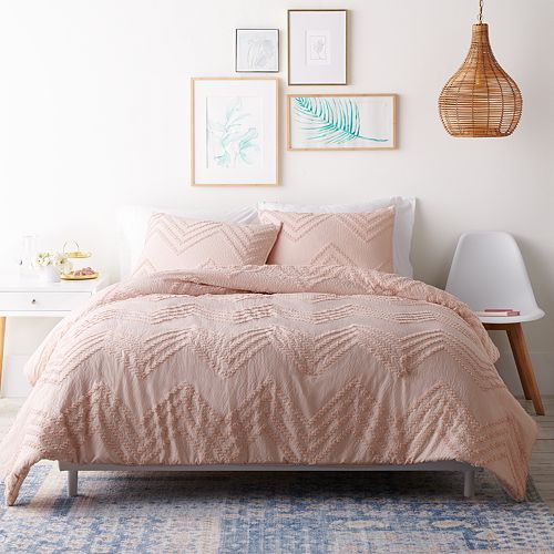 Lc Lauren Conrad 3 Pc Tufted Chenille Duvet Cover Set