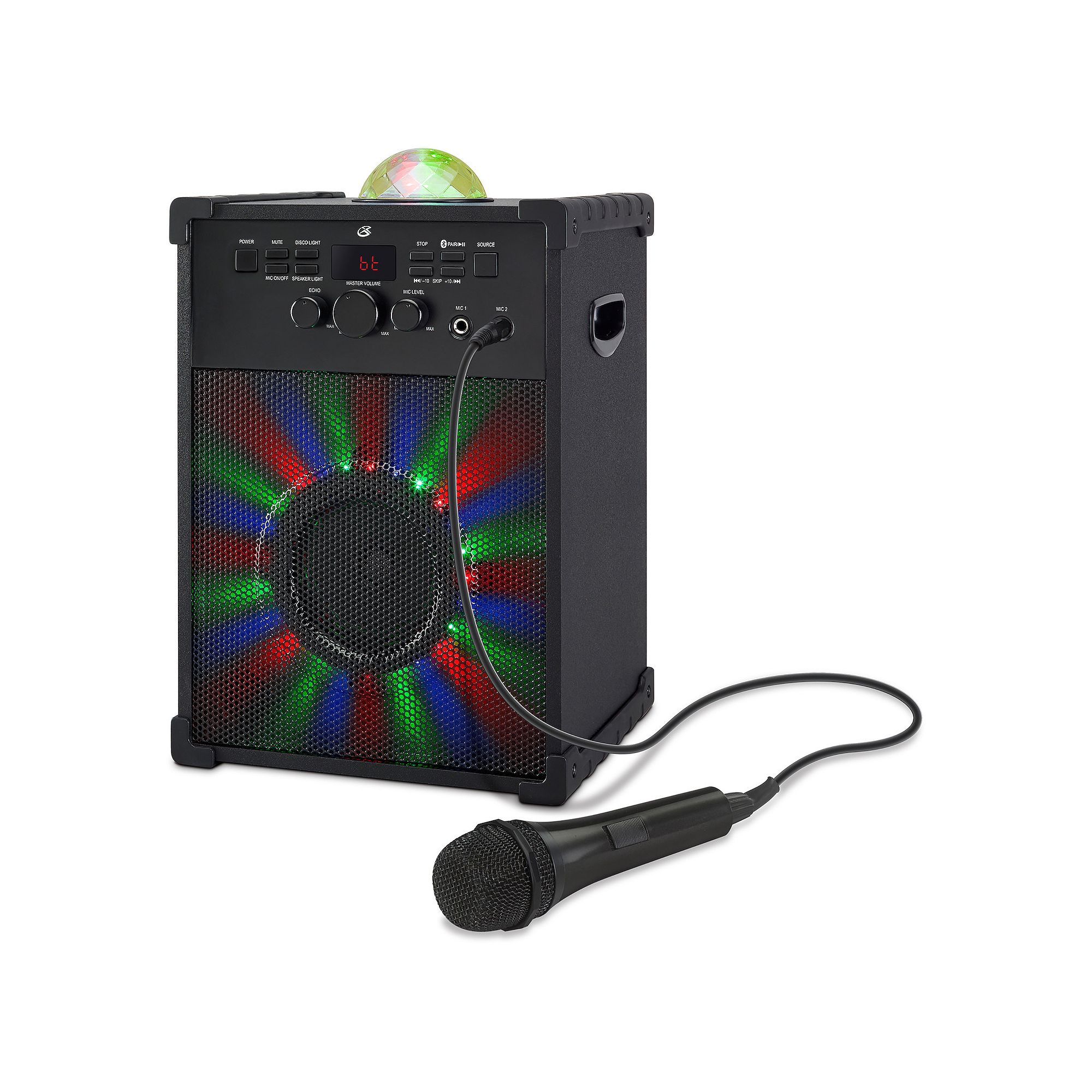 GPX Bluetooth Karaoke Party Machine with Lights, Black