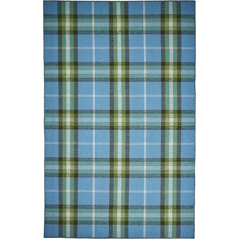 Weave & Wander Jens Plaid Area Rug, Blue, 5X8 Ft