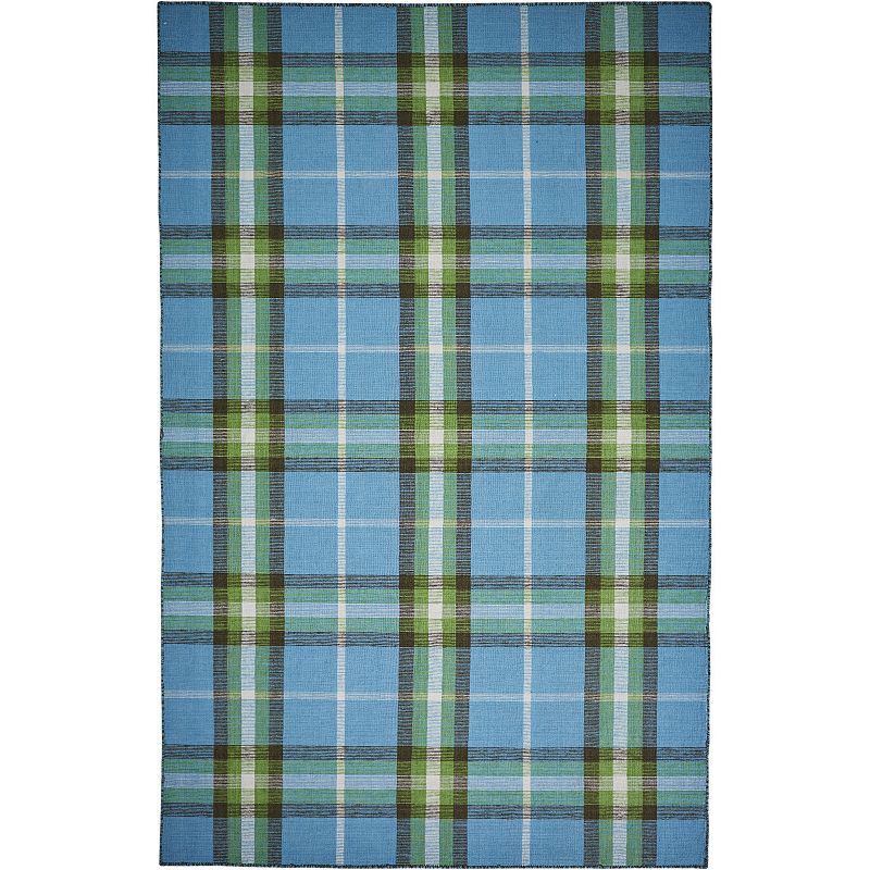 Weave & Wander Jens Plaid Area Rug, Blue, 5X8 Ft