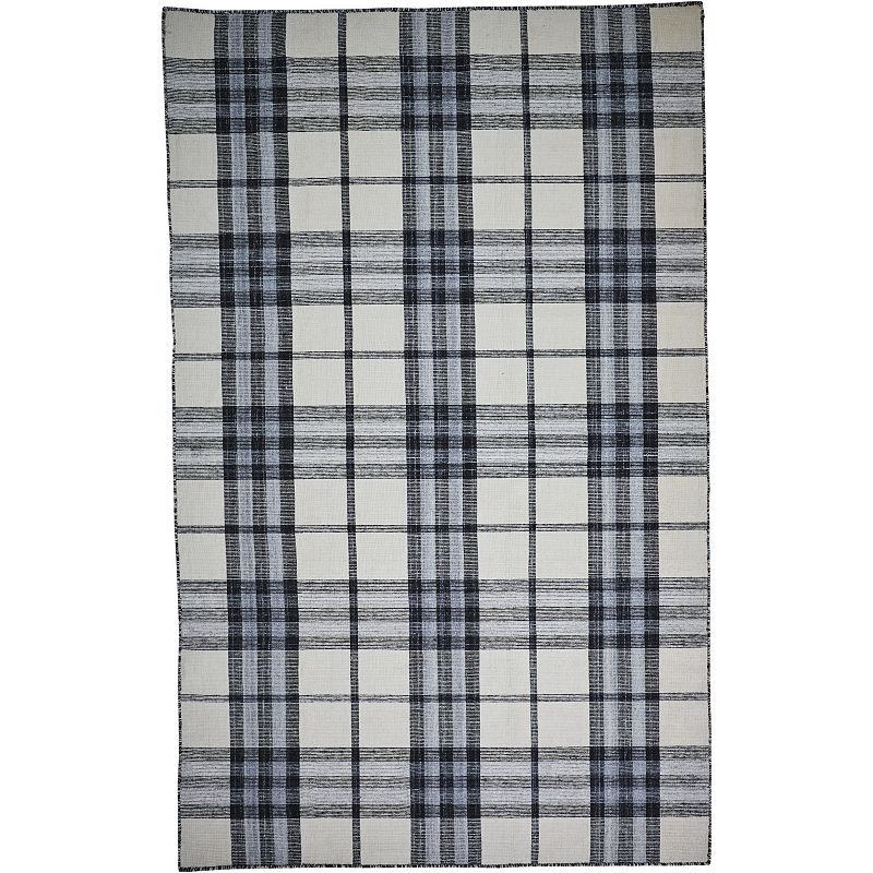 Weave & Wander Jens Plaid Area Rug, White, 5X8 Ft