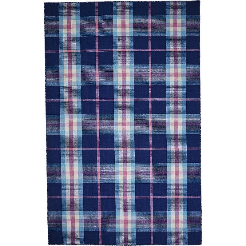 Weave & Wander Jens Plaid Area Rug, Blue, 5X8 Ft