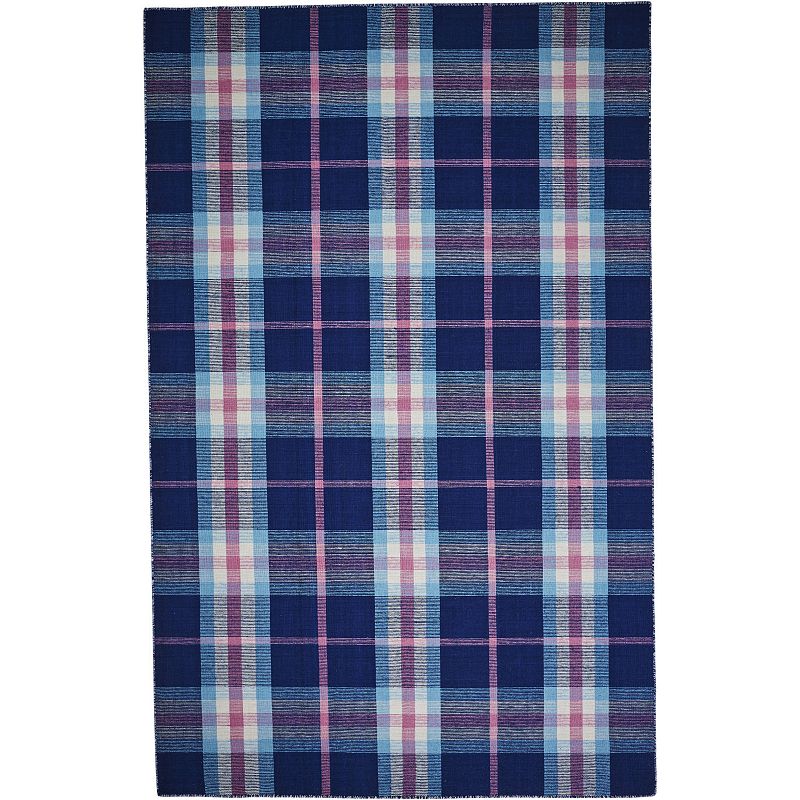 Weave & Wander Jens Plaid Area Rug, Blue, 8X10 Ft