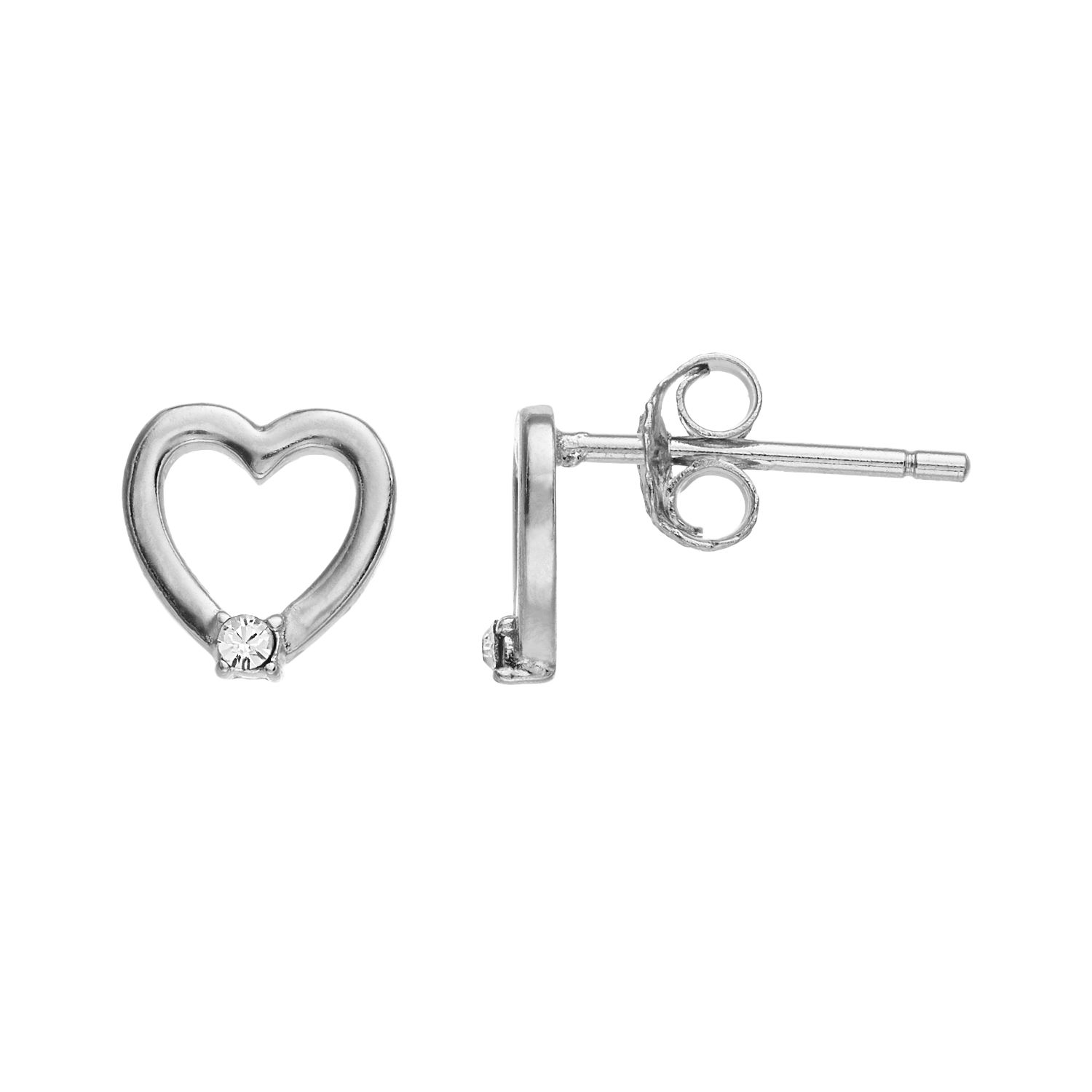 sterling silver heart stud earrings