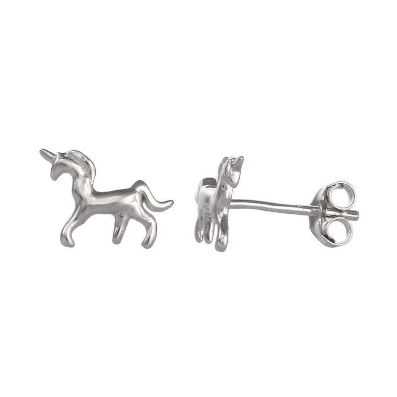 Fao Schwarz Sterling Silver Unicorn Stud Earrings, Girls