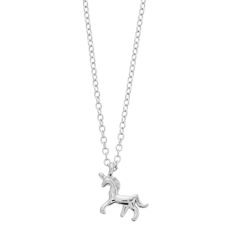 Fao Schwarz Sterling Silver Unicorn Pendant Necklace, Womens