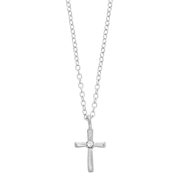 FAO Schwarz Sterling Silver Cross Pendant Necklace
