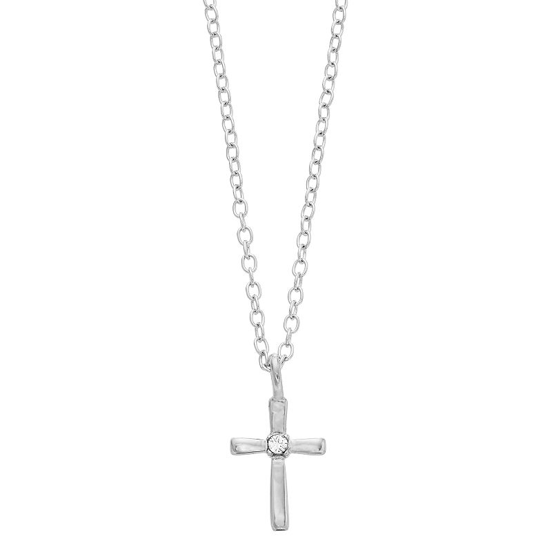 Fao Schwarz Sterling Silver Cross Pendant Necklace, Womens