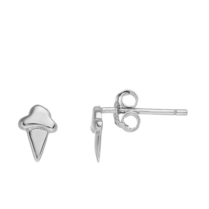 Fao Schwarz Sterling Silver Ice Cream Cone Stud Earrings, Girls