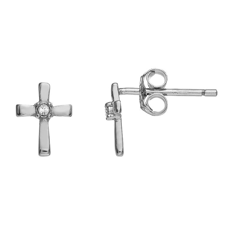 82091742 Fao Schwarz Sterling Silver Cross Stud Earrings wi sku 82091742