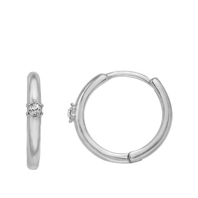 Fao Schwarz Sterling Silver Hoop Earrings with Swarovski Crystal, Girls - 30401543 - Jewelry Youll love the sweet style of these Fao Schwarz st sku 30401543
