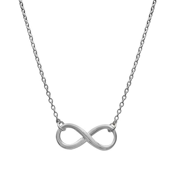 Kiara Jewellery 925 Sterling Silver Brown Amber Infinity Pendant Necklace on 18 Sterling Silver Trace Or Curb Chain.