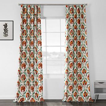 EFF 1-Panel Printed Linen Textured Blackout Window Curtain