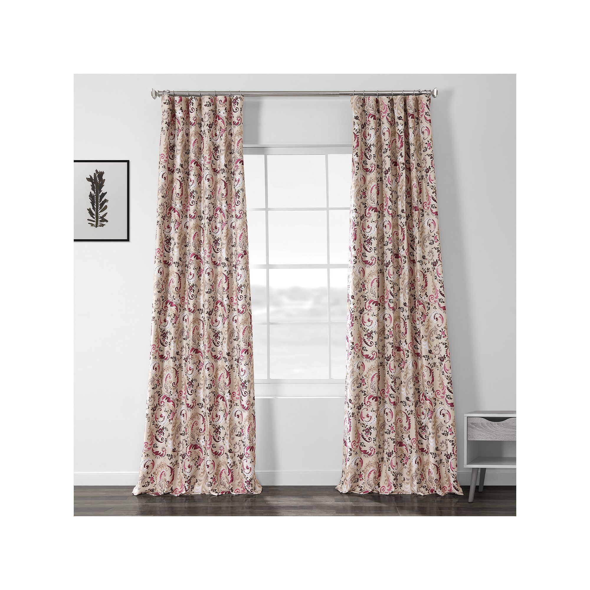EFF Printed Linen Textured Single Blackout Curtain Sonoma Cabernet