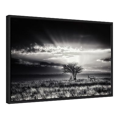 Amanti Art "Sunrise with Hartebeest" Framed Canvas Print