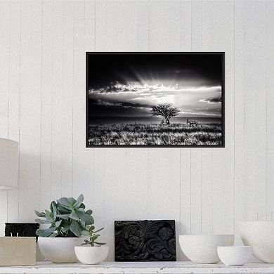 Amanti Art "Sunrise with Hartebeest" Framed Canvas Print
