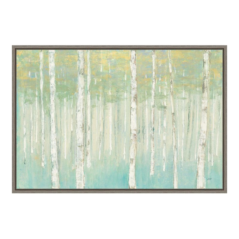 Amanti Art Birches at Sunrise Framed Canvas Print, Grey, 23X16