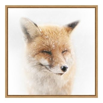 Amanti Art "Satisfied (Fox)" Framed Canvas Print