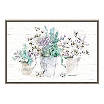 Amanti Art "Farmhouse Cotton I" Framed Canvas Print