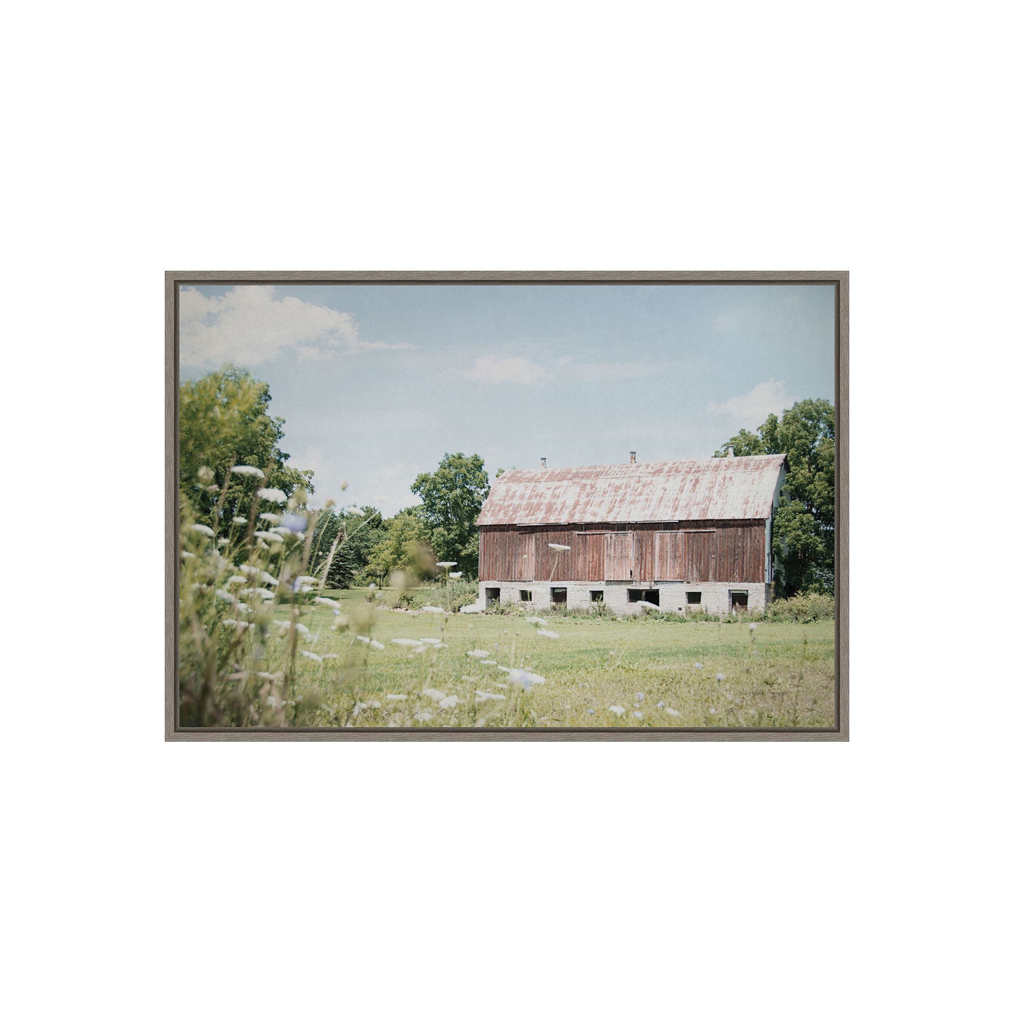 Amanti Art Sun Drenched IV (Barn) Framed Canvas Print, Gray