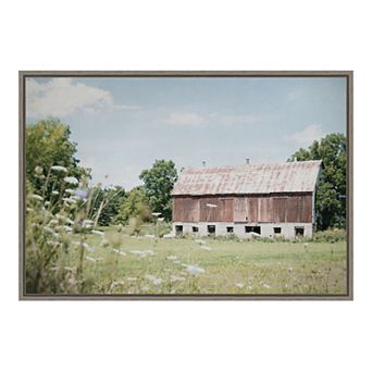 Amanti Art "Sun Drenched IV (Barn)" Framed Canvas Print