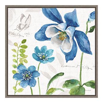 Amanti Art "Blue and Green Garden III" Framed Canvas Print