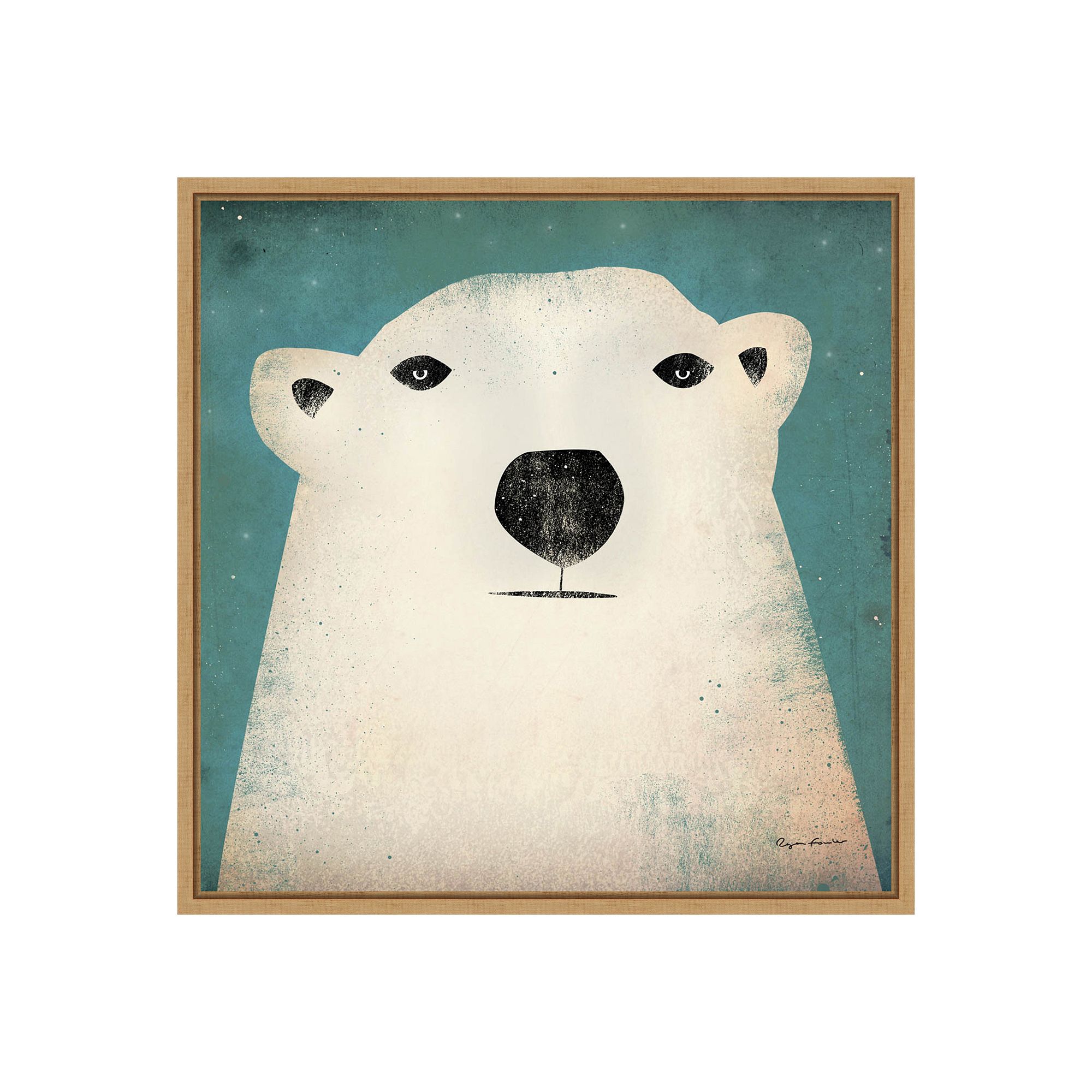 Amanti Art Polar Bear Framed Canvas Print, Brown