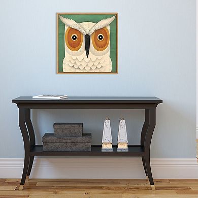 Amanti Art "White Owl" Framed Canvas Print
