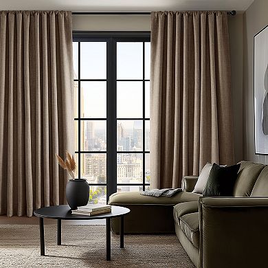 EFF Faux Linen Extra Wide Blackout Window Curtain