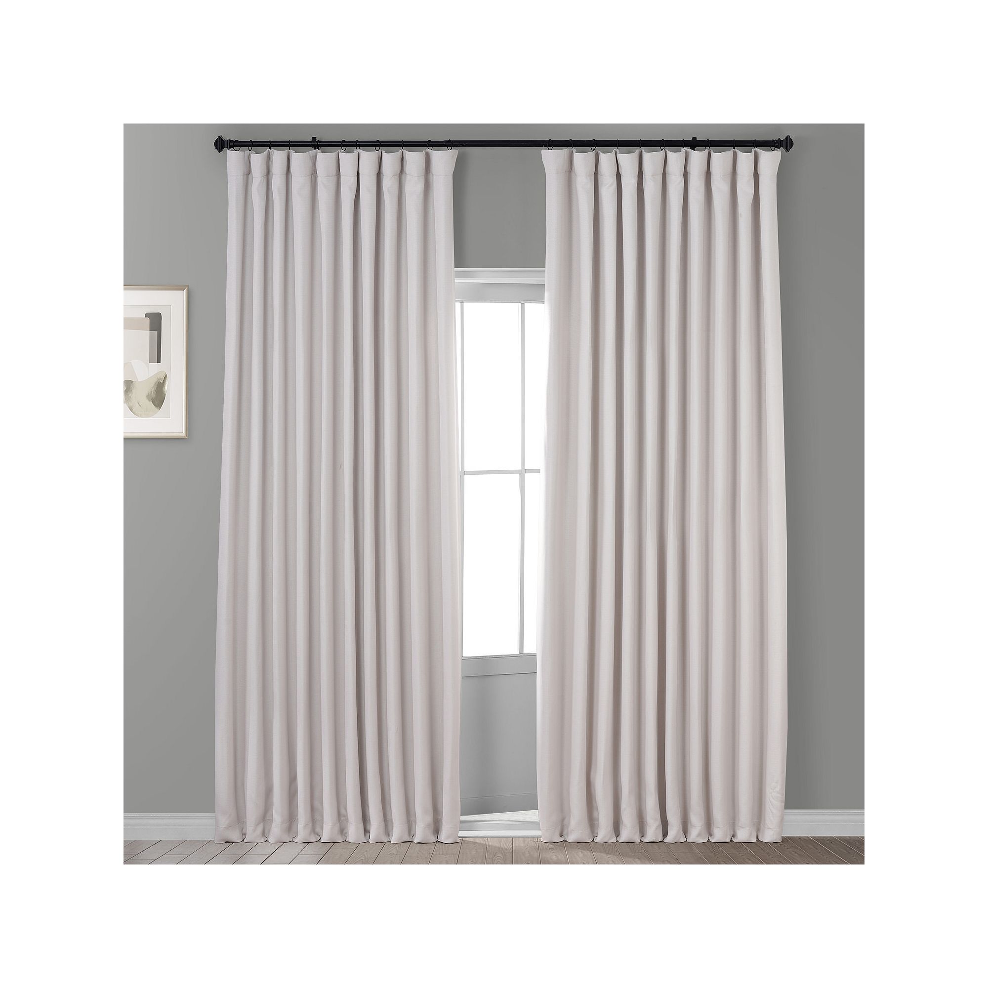 EFF Faux Linen Extra Wide Room Darkening Window Curtain Panel, Brown